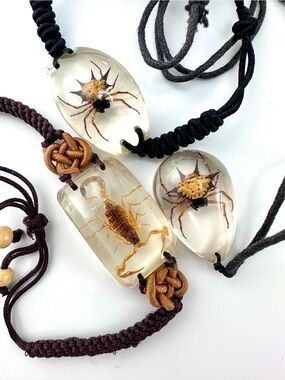 Real Scorpion & Spiny Orb Weaver Spider Resin Bracelet Set Goth Taxidermy